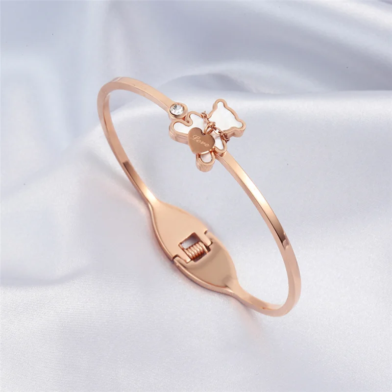 

Fashion Stainless Steel Shell Women's Bracelet Love Heart Bear Bracelet Jewelry Gifts