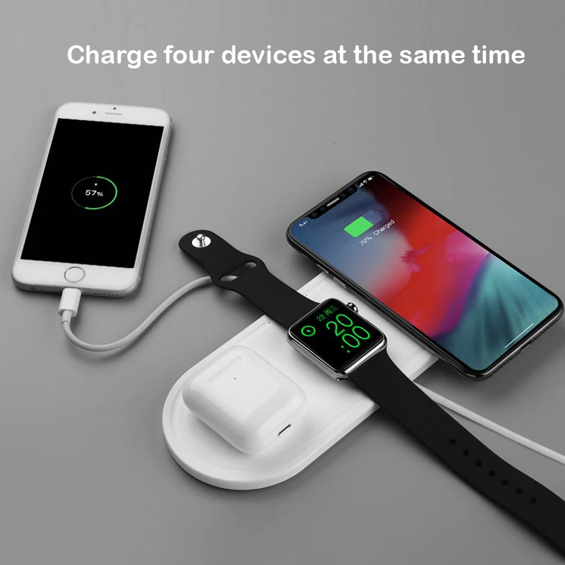 3 в 1 Qi Беспроводное зарядное устройство для Airpods Apple Watch 4 2 iWatch 3в1 быстрая