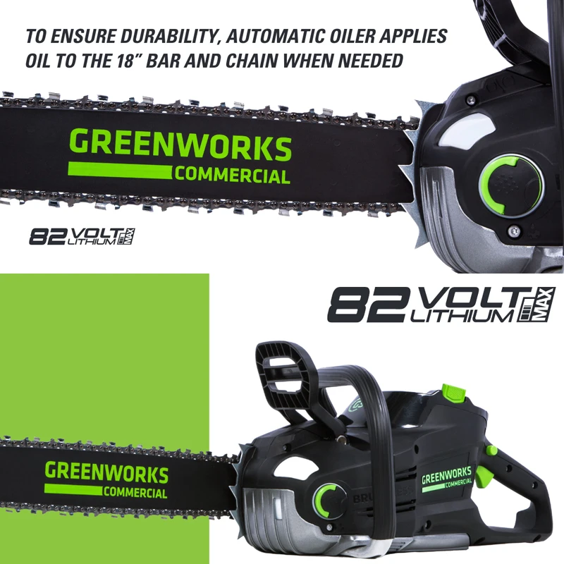 Коммерческая бензопила Greenworks 82 в SC181 2500 Вт 24 м/с аккумулятором с низким уровнем