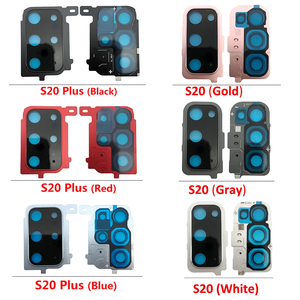 

5Pcs/Lot，100% Original Back Rear Camera Glass Lens With Cover Frame Holder with Sticker For Samsung Galaxy S20 Plus + Tools