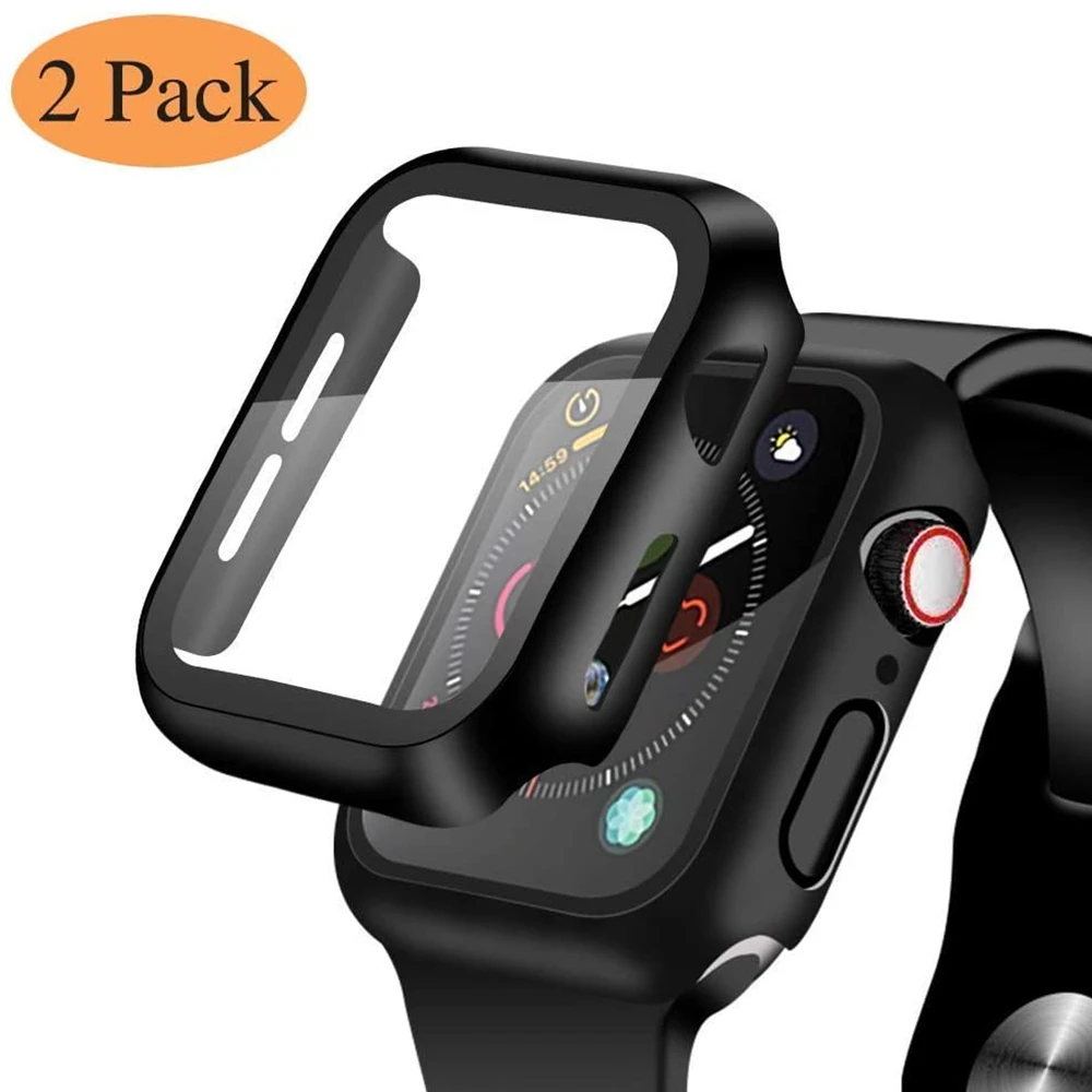 Защитный чехол для apple watch 5 4 44 мм 40 с закаленным стеклом 9H жесткий из