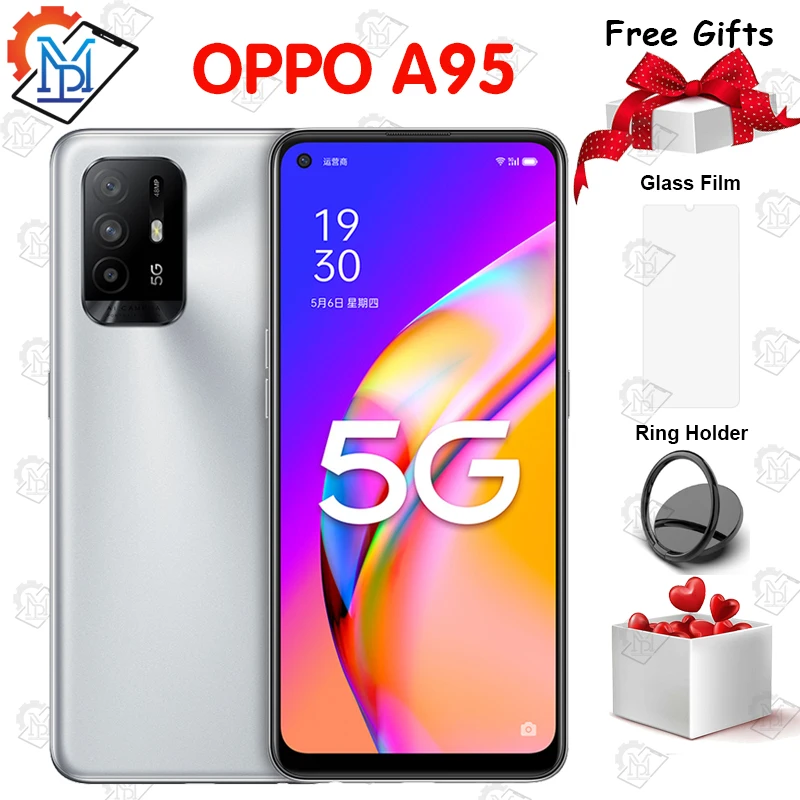 Оригинальный OPPO A95 5G мобильный телефон 6 43 дюймов AMOLED Экран 8G + 128G Dimensity 800U Octa Core 30 Вт
