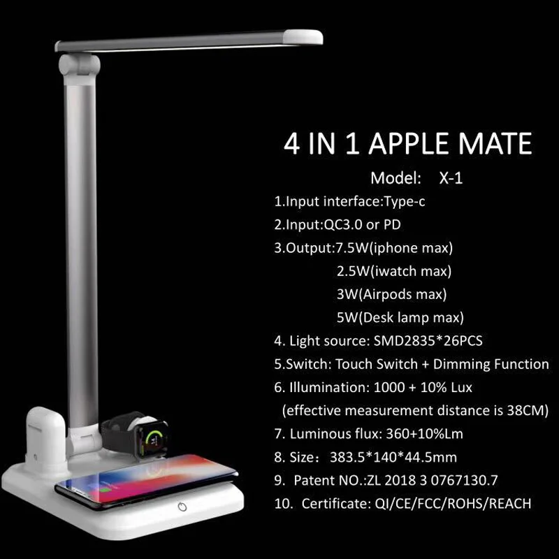 10w led desk lamp wireless charger qi usb type c fast charging for mobile phone apple headset smart watch home office table lamp free global shipping