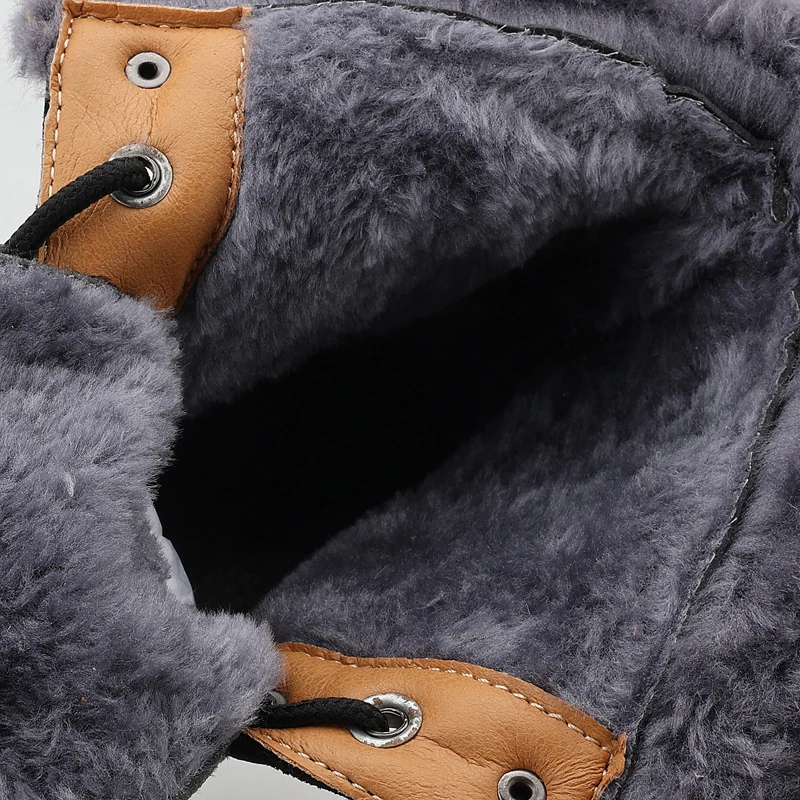 Мужские кожаные ботинки теплые зимние на меху Зимняя водонепроницаемая обувь с