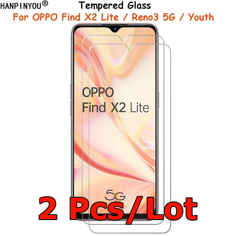 

Закаленное стекло для OPPO Find X2 Lite / Reno3 5G / Youth 6,4 дюйма, 2 шт./Лот, защита экрана, Взрывозащищенная защита, закаленная пленка