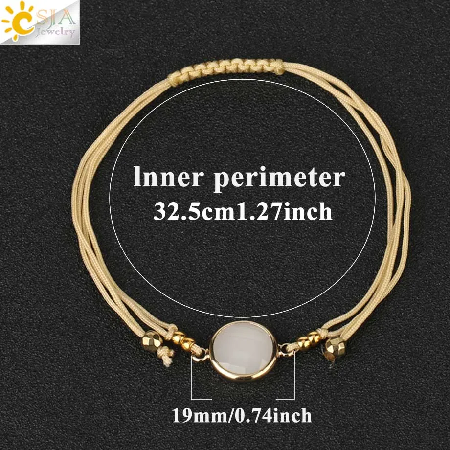 CSJA Braided Rope Chain Pendants Woven Bracelets Jewelry Round Crystal Beads Minimalist Women Charms Pulseras S503 | Украшения и