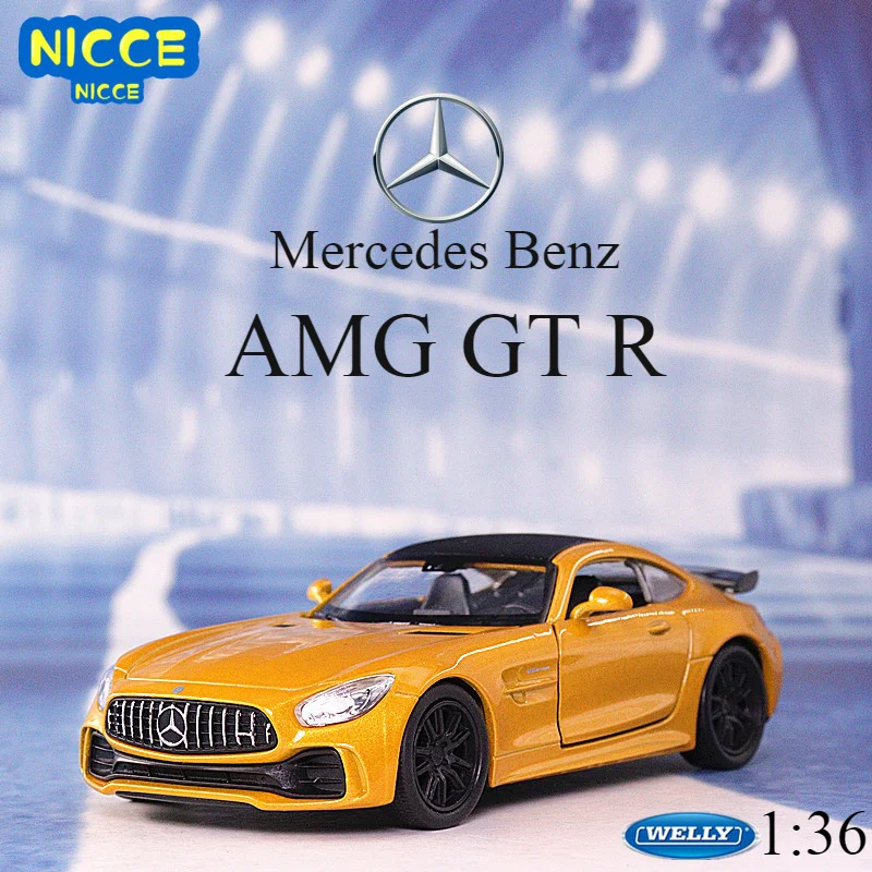 

WELLY 1:36 Mercedes Benz AMG GT R Model Car Diecast Toy Vehicle Pull Back Alloy Metal Toy Car for Kids Gift Collection B90