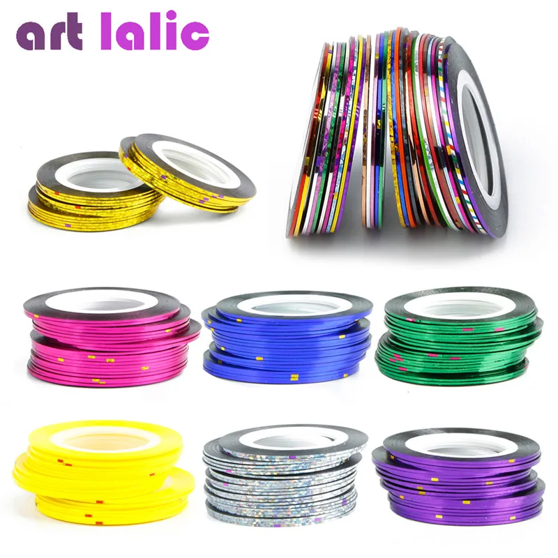 10 рулонов ленты для дизайна ногтей стикер ленты 1 мм клейкие Многоцветные DIY маникюр Дизайн ногтей Стильные наклейки