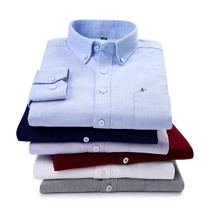 Мужская рубашка в клетку Aramy хлопковая с длинными рукавами полоску стиле Оксфорд