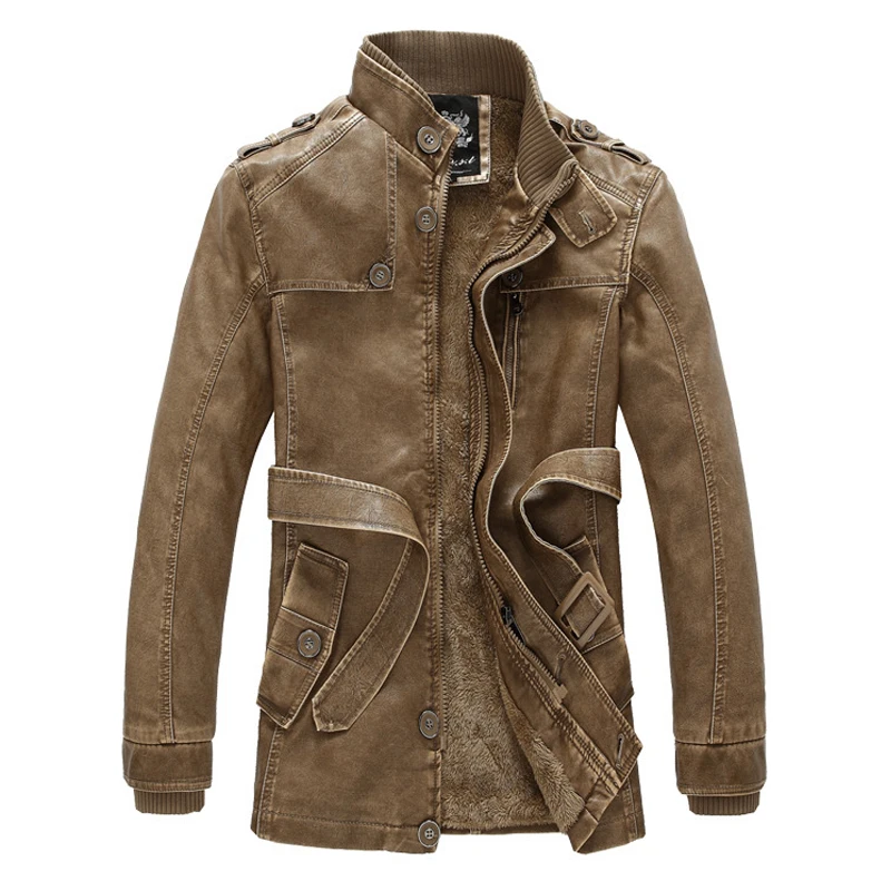 Новинка 2020 зимняя кожаная куртка для мужчин модное мужское пальто из