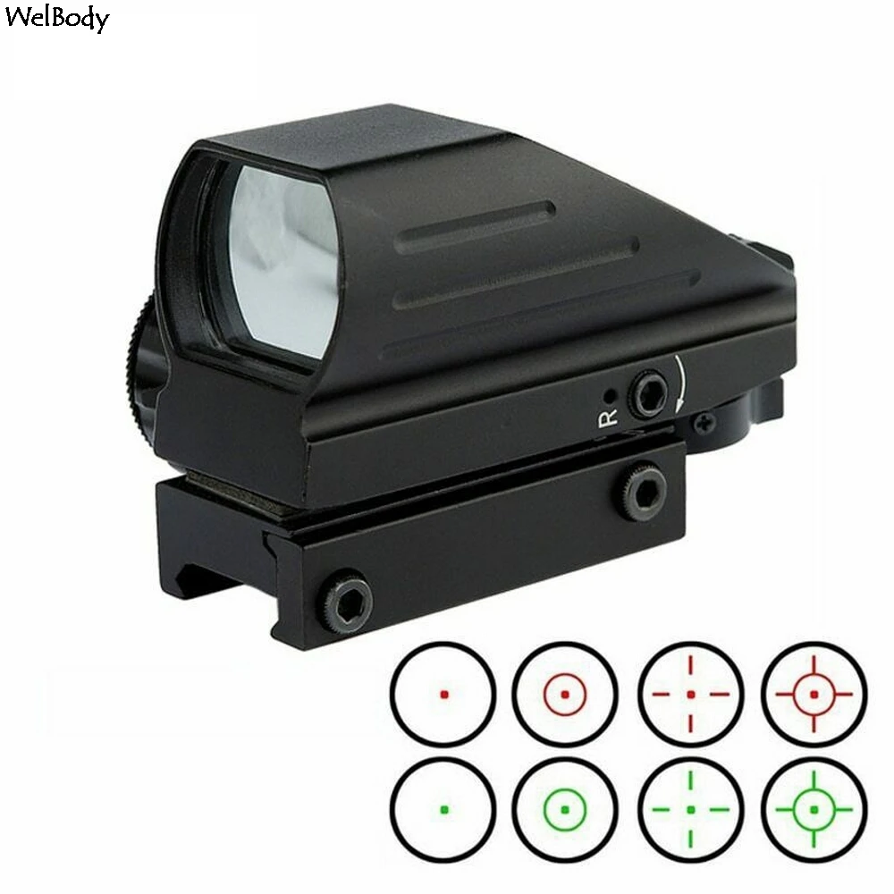 

Tactical Reflex Red Green Laser 4 Reticle Holographic Projected Dot Sight Scope Airgun sight Hunting 11mm/20mm Rail Mount AK