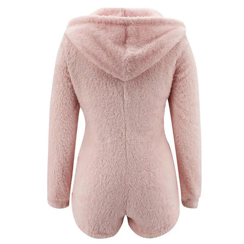 Кигуруми нижнее белье комбинезон для взрослых на молнии с капюшоном короткий