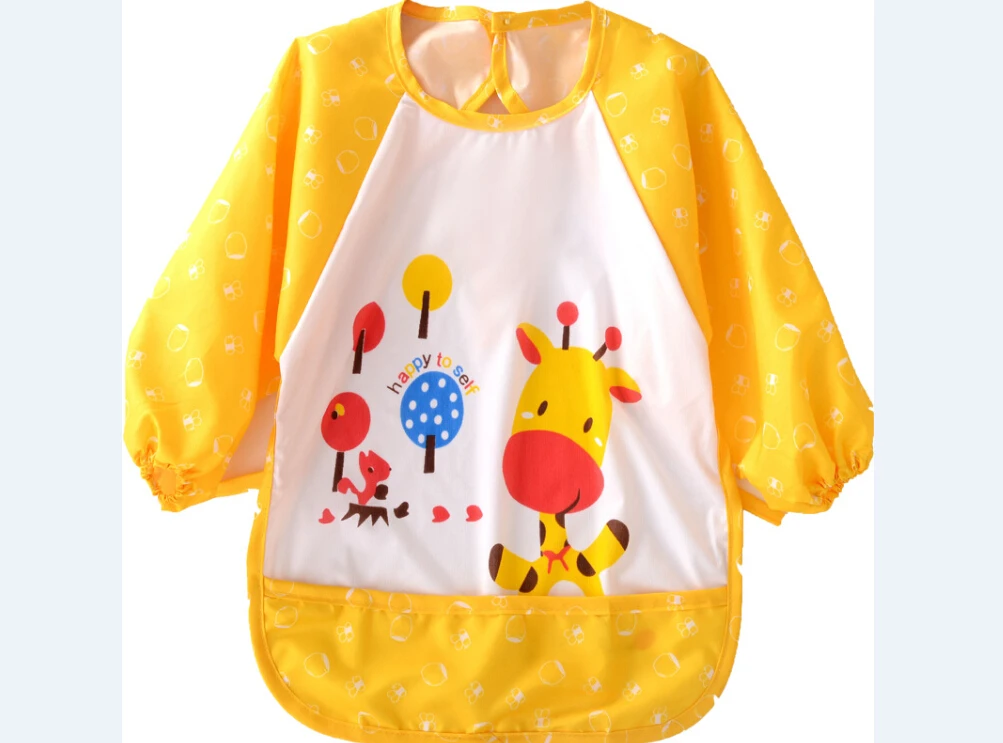 Long Sleeve Baby Bibs Bib Apron Waterproof Art Smock Feeding Toddler Children | Детская одежда и обувь