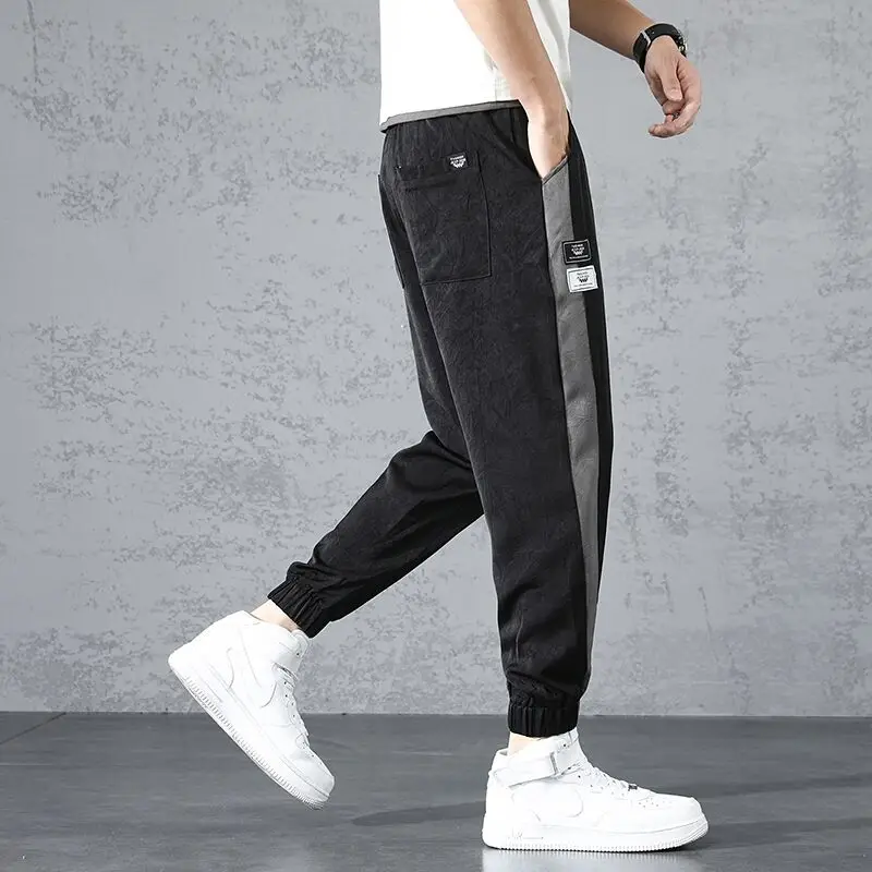 

Men's summer Solid color casual loose Stretch Leggings Ice silk super thin quick drying casual pants