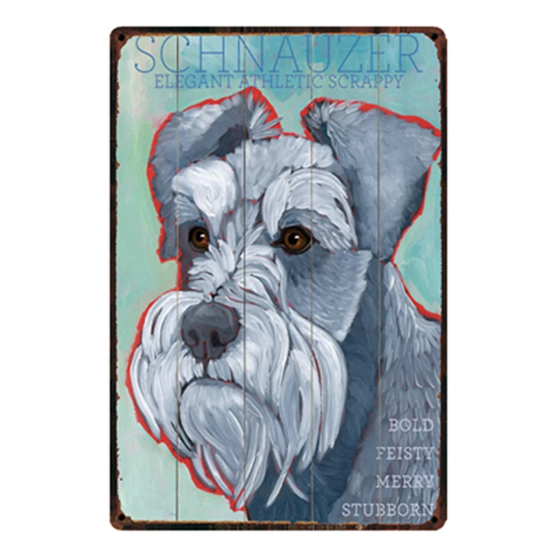 

Dogs Schnauzer Metal Sign Tin Poster Home Decor Bar Wall Art Painting 20*30 CM Size