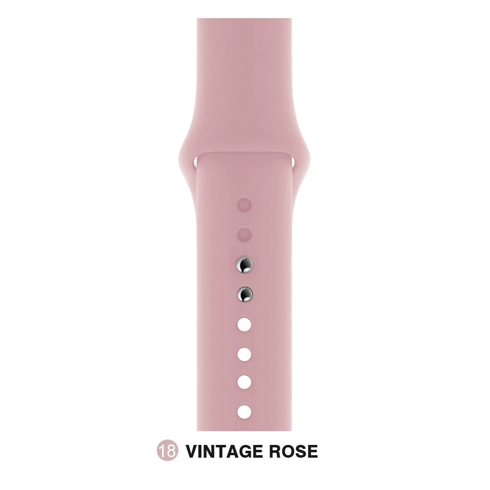 Rose Мягкий силиконовый сменный спортивный ремешок для Apple Watch версии 4, 3, 2, 1, 42 мм, 38 мм, браслет на запястье, ремешок для iWatch 4, 40 мм, 44 мм, спортивный - Цвет ремешка: Rose