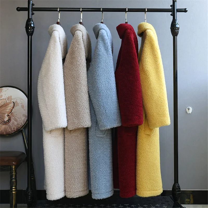 Женская куртка из овечьей шерсти длинное пальто верхняя одежда для улицы зима |