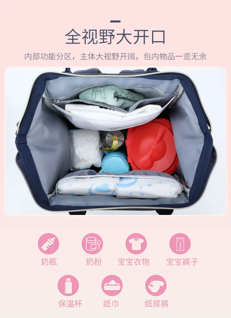 Пеленка Мама сумка Мумия мультфильм рюкзак Детская коляска Сумка водонепроницаемая сумка пеленки для ухода комплекты Сумка для беременных USB держатель нагревателя