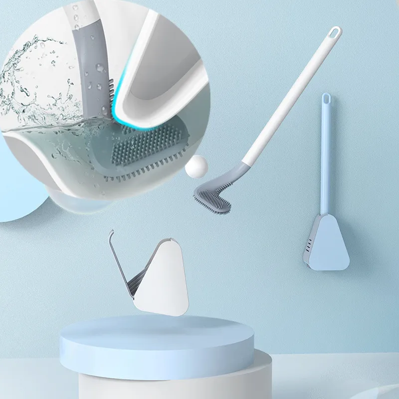 

Силиконовые щетки для унитаза Golf с держателем, набор чистящих средств с длинной ручкой, черные современные гигиенические аксессуары для ва...