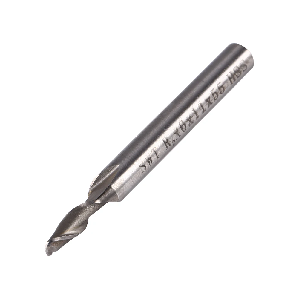 

HSS 6mm Shank 2 Flute Ball Nose End Milling Lathe Cutter CNC Router Bit Tool Cutter Lathe Cutter CNC Power Tools Length 55mm