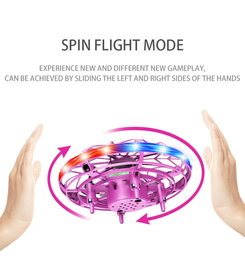 12cm Mini Colorful UFO Drone With LED Light Gesture Sensing Pocket Portable Quadcopter Model Electric drohne Toys for children - купить по