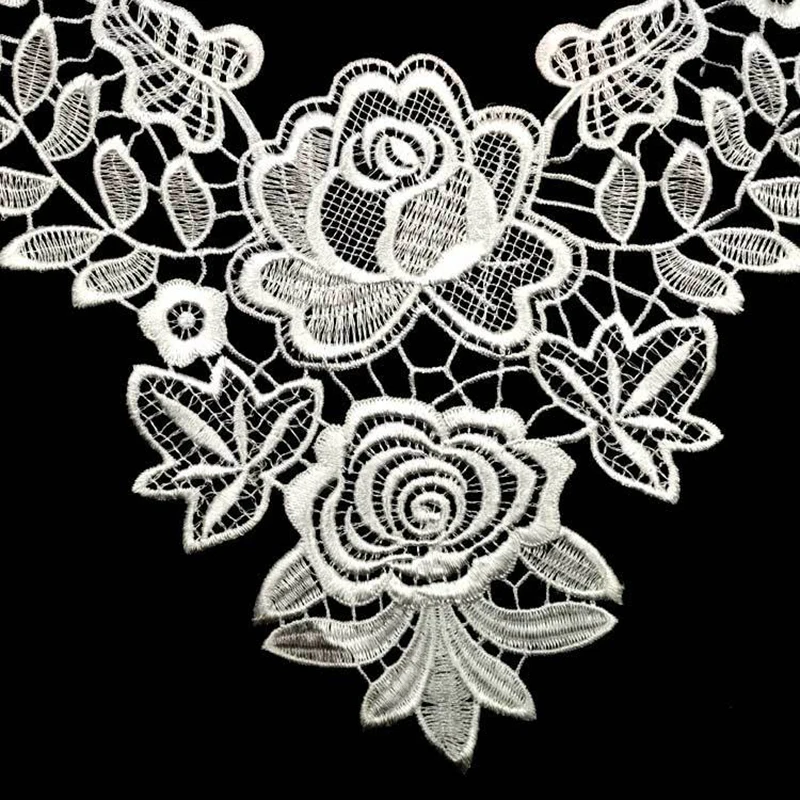 Цветочный кружевной воротник Fabic вышитая аппликация патч Женская кружевная