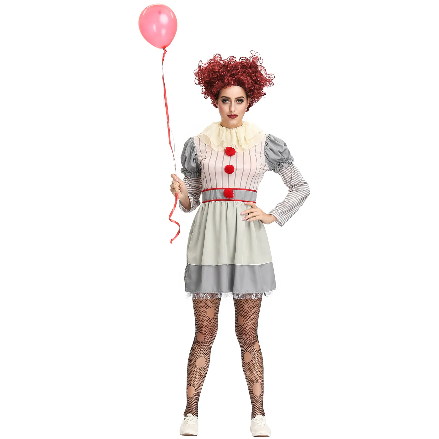 Women Pennywise Joker Clown Costume Movie Adult It Scary Clown Cotume For Halloween Carnival Fantasy Party Outfit