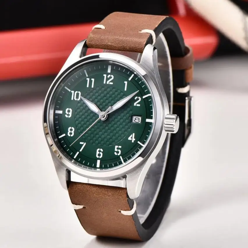 

Corgeut Brand mens watch 40mm sterile dial luminous date NH35 automatic movement pilot waterproof mechanical wristwatch mens