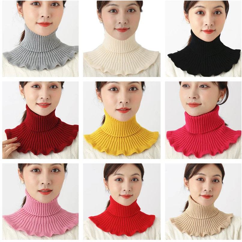 Трикотажный однотонный ложный воротник для женщин теплая водолазка женская
