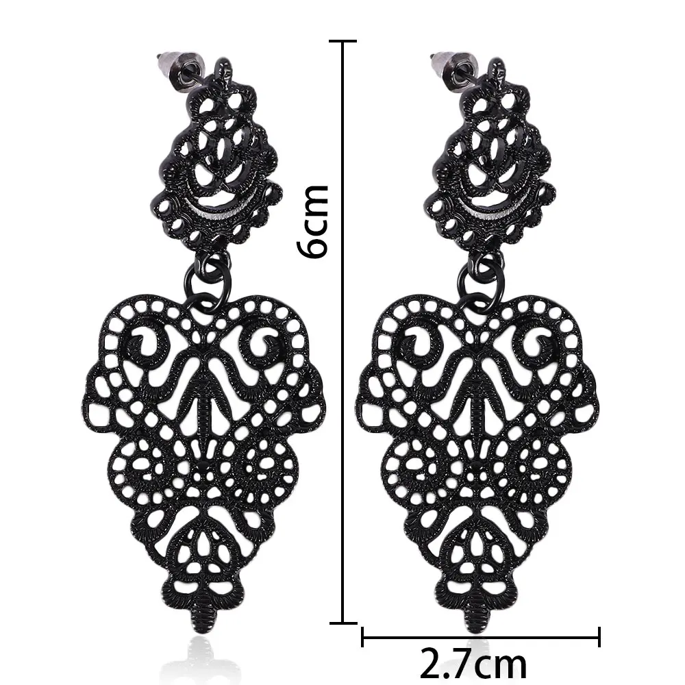 Готические женские висячие серьги в богемном стиле из черного сплава длинные