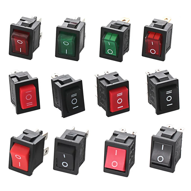 

Free shipping 5PCS KCD1 2/3/4/6 Pin Rocker Switch 6A/250V AC 10A/125V AC Snap-in On/Off Boat car power Switch With Light