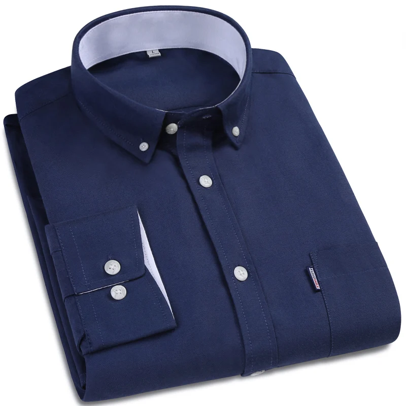 Мужская Повседневная рубашка с воротником на пуговицах и длинными рукавами|mens
