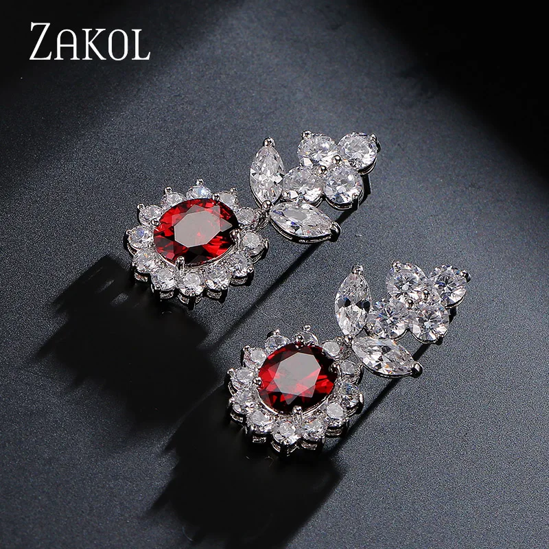 ZAKOL Роскошный белый цвет темно-синий AAA кубический цирконий Ювелирные наборы для