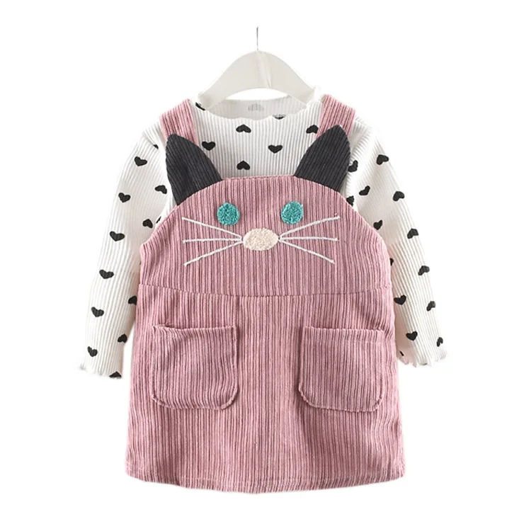 Весенне-осенний вельветовый костюм для маленьких девочек с надписью love и
