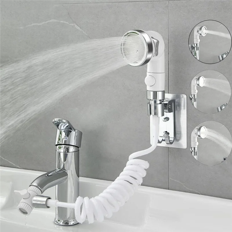 

High Pressure Wash Hair Shower Head Basin Faucet External Shower Head Bathroom Handheld Washing Hair Artifact 3 Gears Adjustable