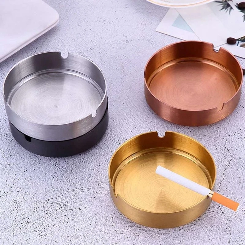 

Simple and Modern Metal Ashtray Stainless Steel Household Large-capacity Windproof Ashtray Office Decoration Gift for Boyfriend