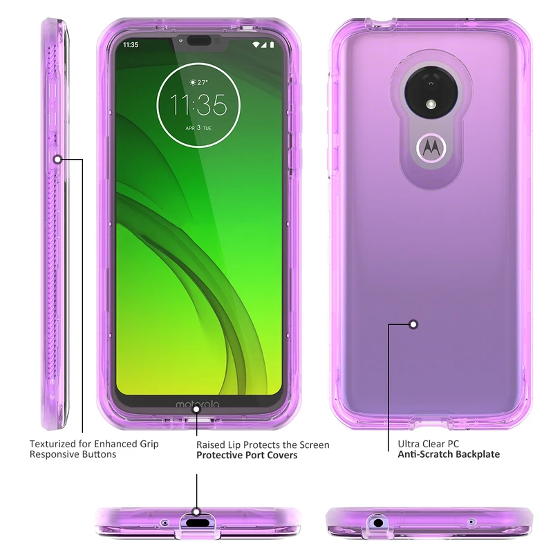 Hard Back Case for Motorola Moto G7 Power Play Full Cover with Built-in Screen Protector Shock Absorption Case for Moto G7 Play