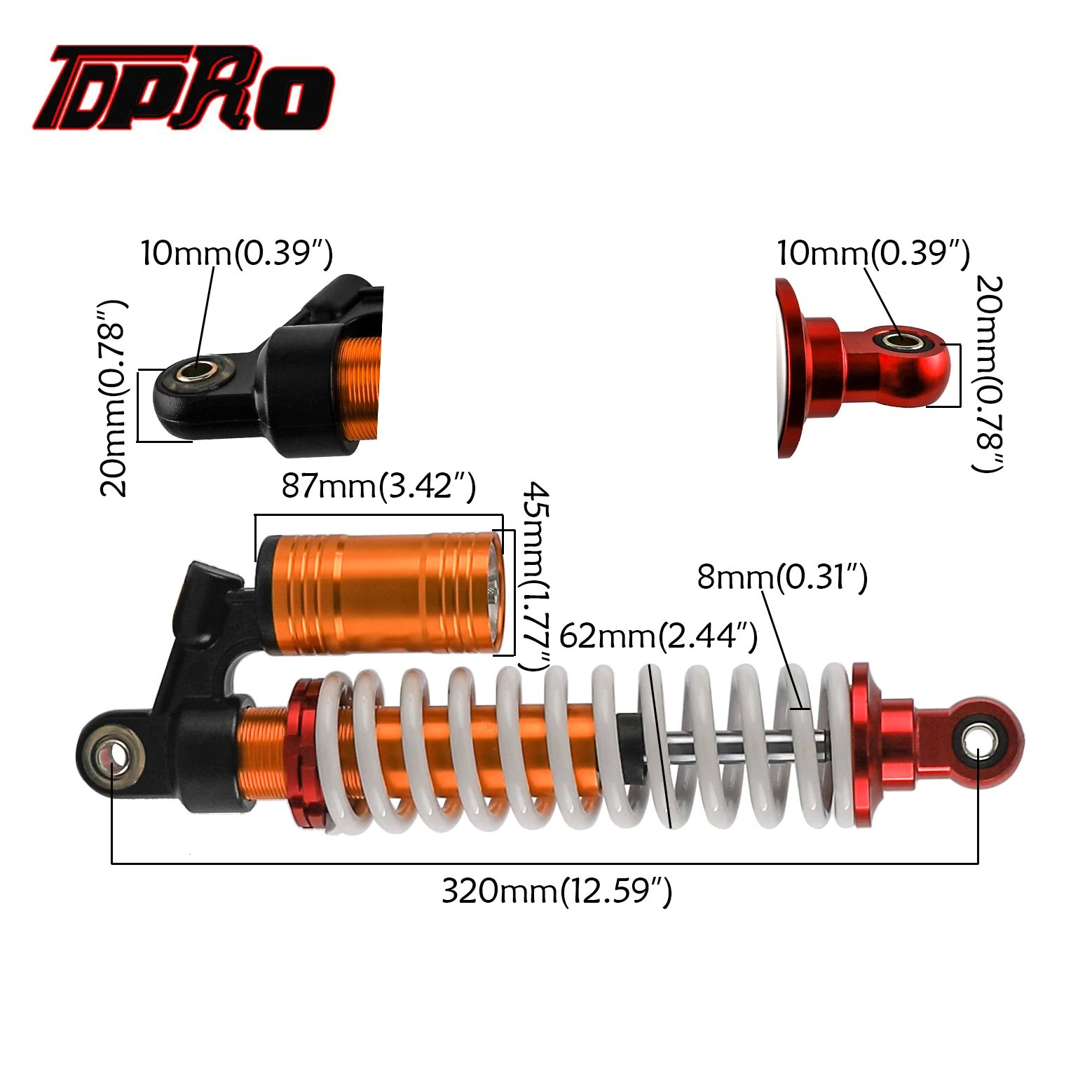 Передняя Амортизационная подвеска TDPRO для мотоцикла 12 5 дюйма 320 мм|Защита от