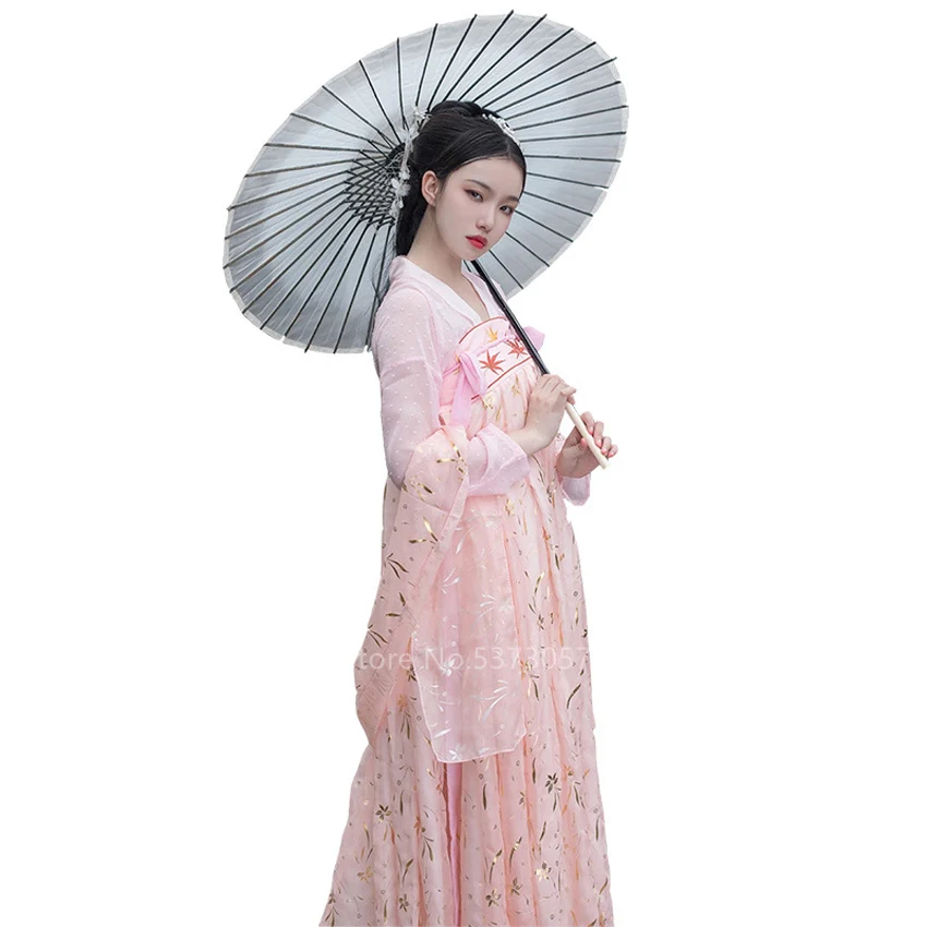 

Koi Autumn Hanfu Dress Women Princess Cosplay Palace Fairy Embroidery Pink Floral Folk Dance Costume Ancient Chinese Stage