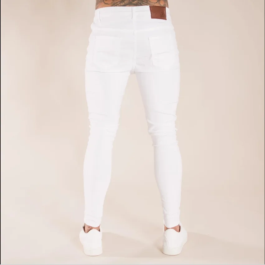 Pantalon джинсы Homme облегающие брюки ковбойский стиль колен с дырками и потертостями джинсы Calca Motociclista узкие белые джинсы мужские