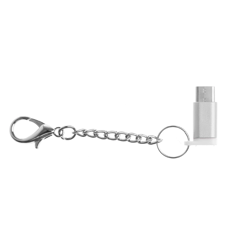 Silver USB-C USB 3,1 type C Мужской ToMicro USB Женский адаптер конвертер с анти-потеря брелок для Android PhonePC LG G6/Oneplus3T/S1 - Цвет: Silver
