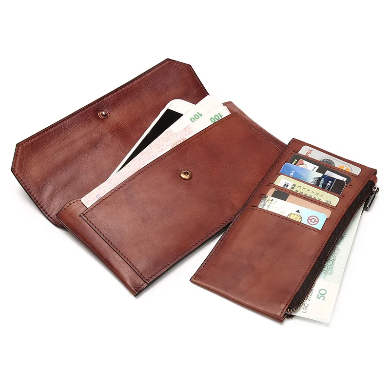 Мужской Длинный кошелек из натуральной кожи растительного дубления кожаный