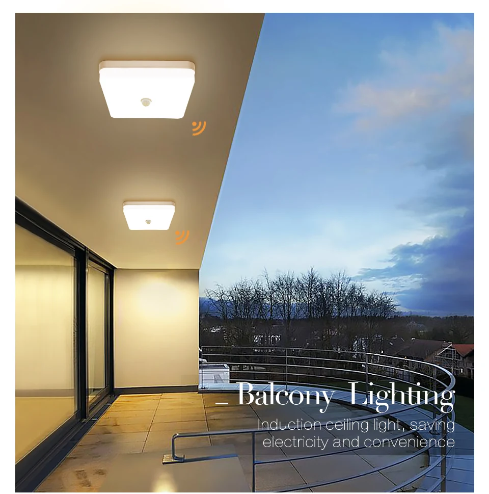 $13.36 Square LED Ceiling Lamp PIR Motion Sensor Cold white Warm white 18W 24W 36W 220V 110V Smart Ceiling Lights For Foyer Hallways