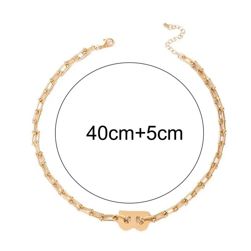 

60% Dropshipping!! Women Necklace Single Layer Anti-tarnishing Letter B Thick Chain Clavicle Necklace Punk Style