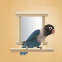 parrots small birds toys pet parrots climb wooden pet toy mirror fun toy