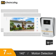 Anchencoky Wired Video Door Phone 7inch Video Intercom With 150° Wide Angle Call Panel Support Motion Detect and Unlock Intercom