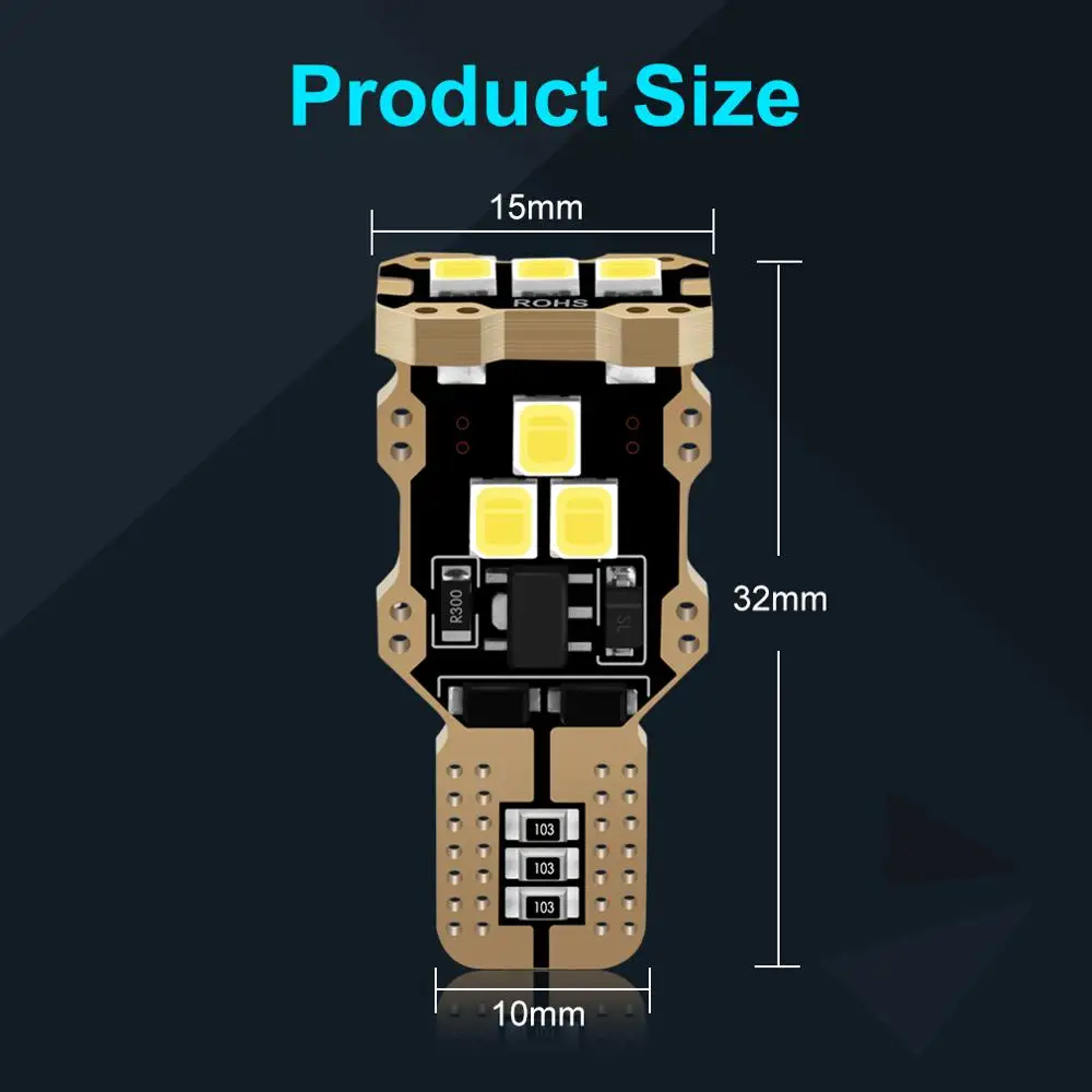 

1Pc T15 W16W LED Canbus Bulbs OBC Error Free LED Backup Light 920 912 White 12V LED Car Reversing lights Lamp 2835 SMD