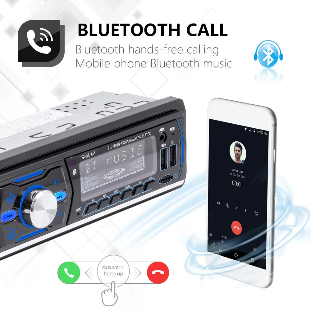 Автомагнитола 12 В 1 DIN 2 USB Bluetooth стерео MP3 плеер цветное освещение FM Aux вход приемник