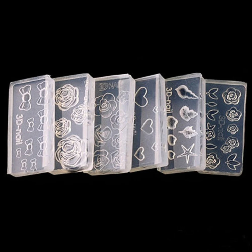 6 шт. прозрачные акриловые формы для маникюра с несколькими узорами|Комплекты и