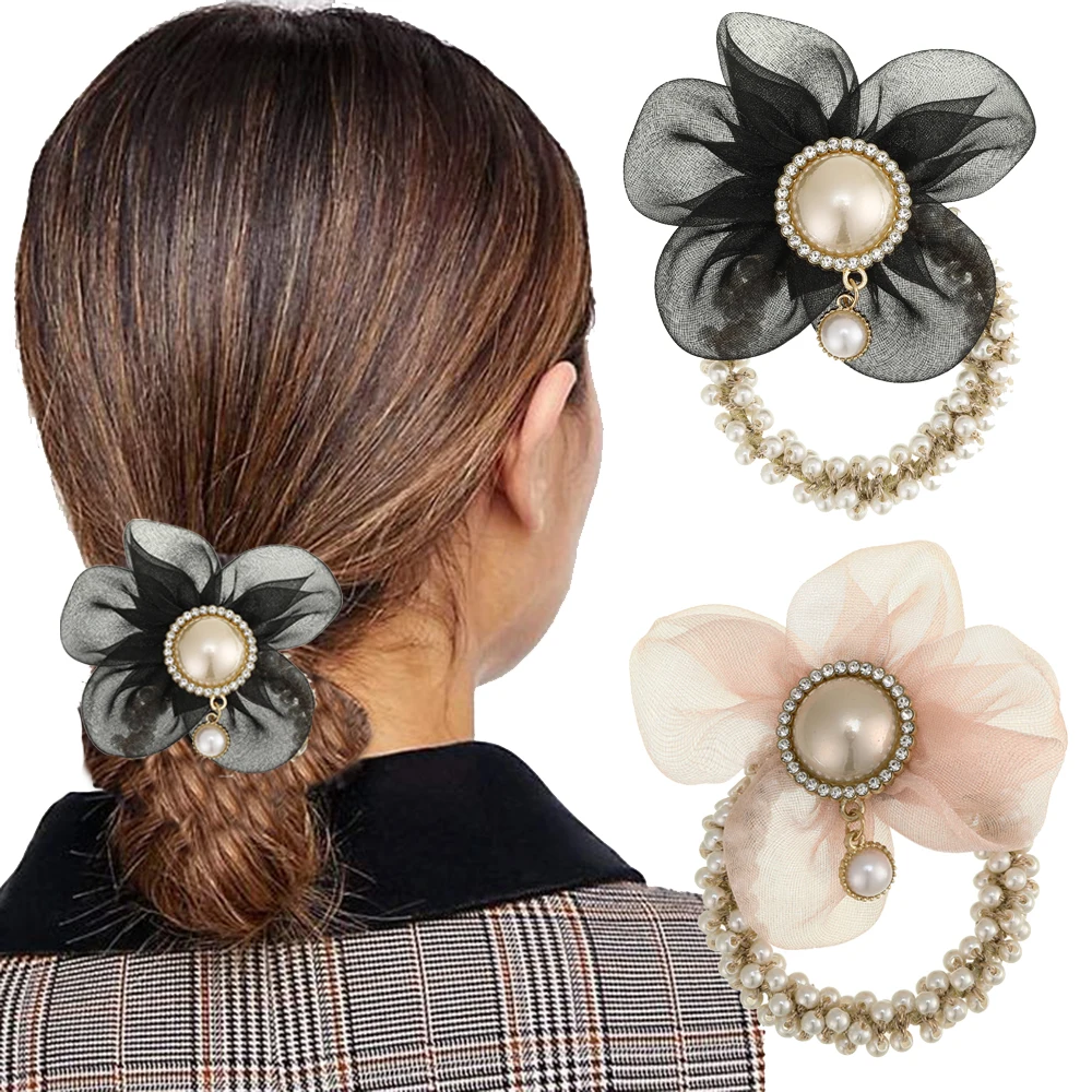 

Женские Эластичные перламутровые канаты для волос Haimeikang, модный конский хвостик, резиночки, Новые цветочные резинки, аксессуары для волос